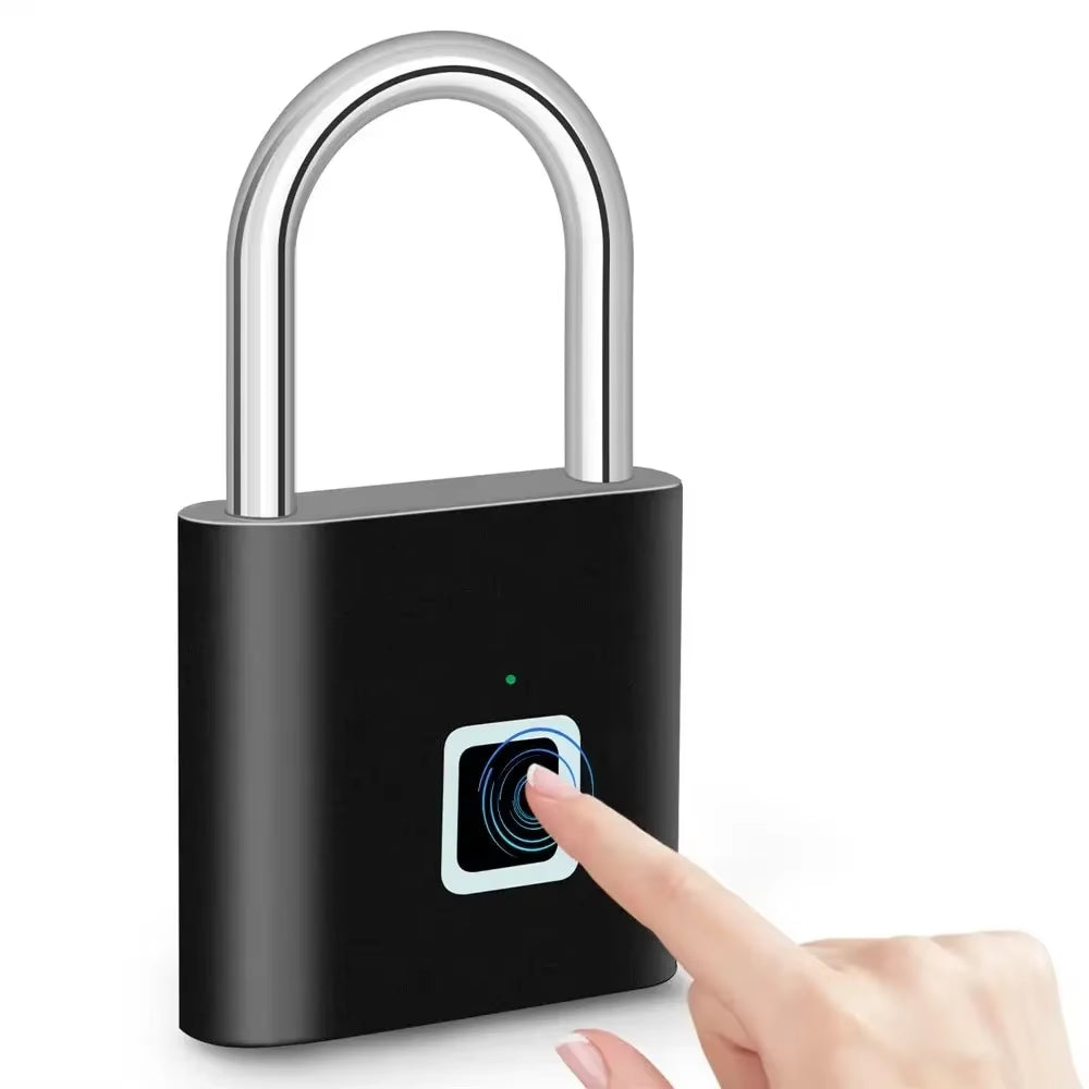 Outdoors Keyless USB Charging Smart Lock Fingerprint Padlock Waterproof Door Lock 0.2Sec Unlock Portable Anti-Theft Padlock Zinc