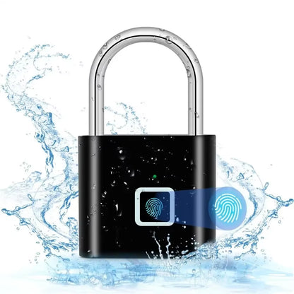 Outdoors Keyless USB Charging Smart Lock Fingerprint Padlock Waterproof Door Lock 0.2Sec Unlock Portable Anti-Theft Padlock Zinc